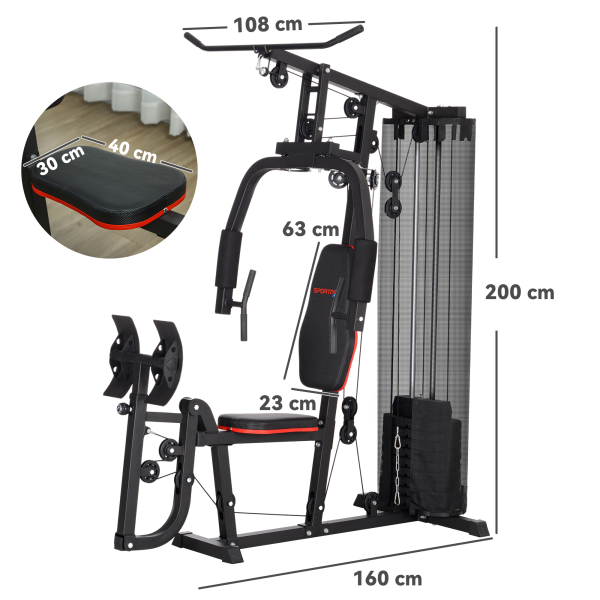 SPORTNOW Home Gym Machine Compact Multi Gym with 45kg Weight Stack - Image 5