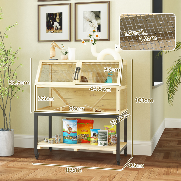 PawHut Wooden Hamster Cage with Storage Shelf - Image 6