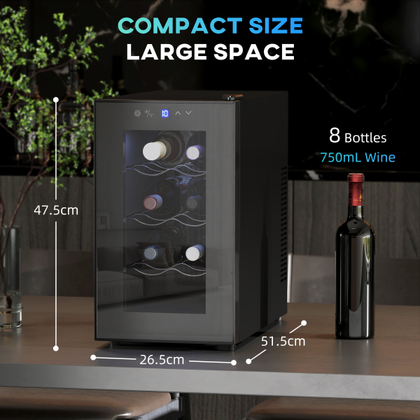 HOMCOM Freestanding Wine Cooler Fridge with 8 Bottle, 21 Litre Capacity - Image 6