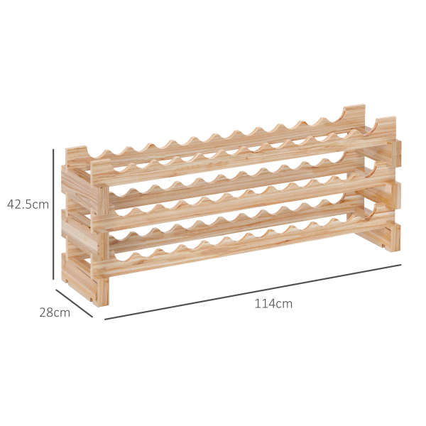 HOMCOM 36 Bottle Shelf Wine Rack Holder Standing Holds Storage Fir Wood Cellar - Image 6