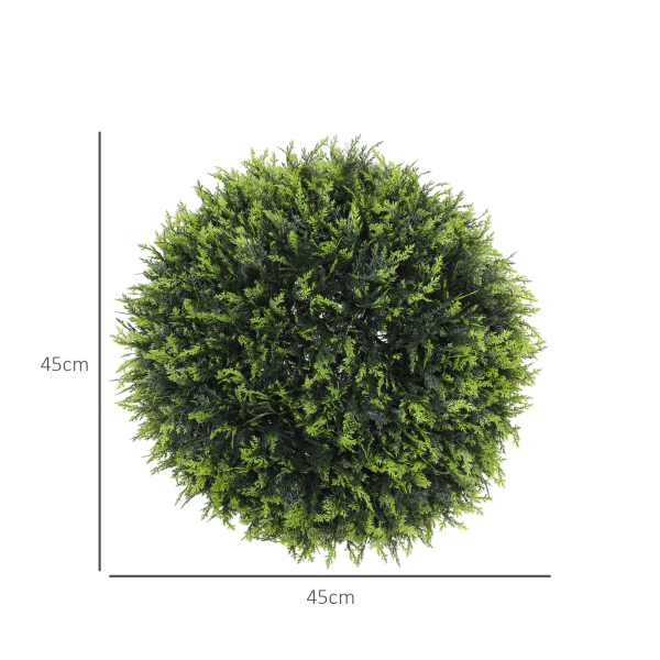HOMCOM Set of 2 Artificial Plant Topiary Balls, Faux Plants for Decor, Green - Image 6