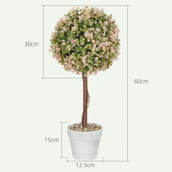 HOMCOM Set of 2 Decorative Artificial Plants, Cream White - Image 6