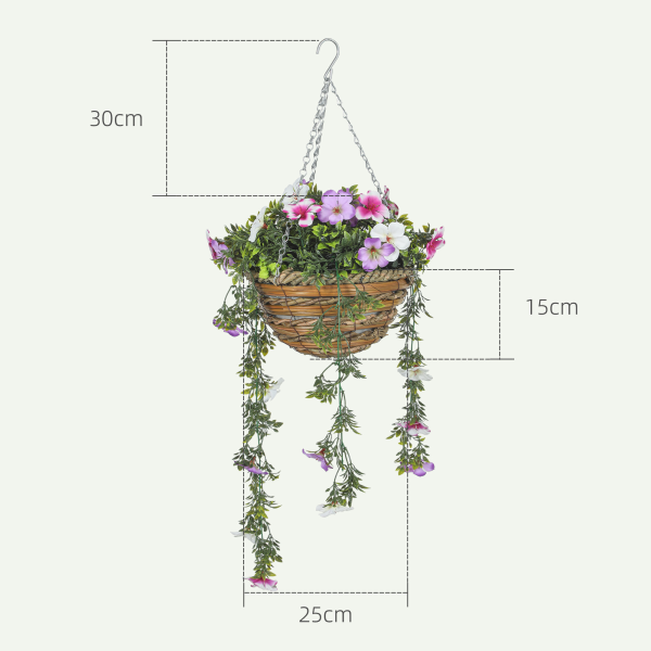 HOMCOM Set of 2 Artificial Plants, Azalea Flowers in Basket - Image 6