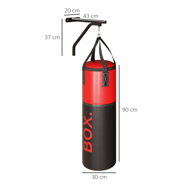 SPORTNOW Unfilled Punch Bag with Boxing Gloves and Wall Mounted Bracket - Image 5