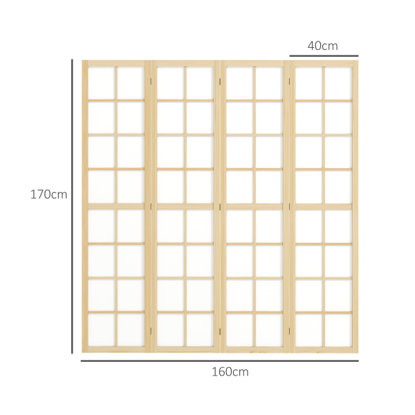 HOMCOM Indoor Room Partition, 4 Panel Folding Room Divider, 160 x 170cm - Image 6