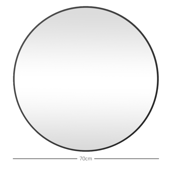 HOMCOM Round Bathroom Mirror, Modern Wall Mirror with Steel Frame, Black - Image 6