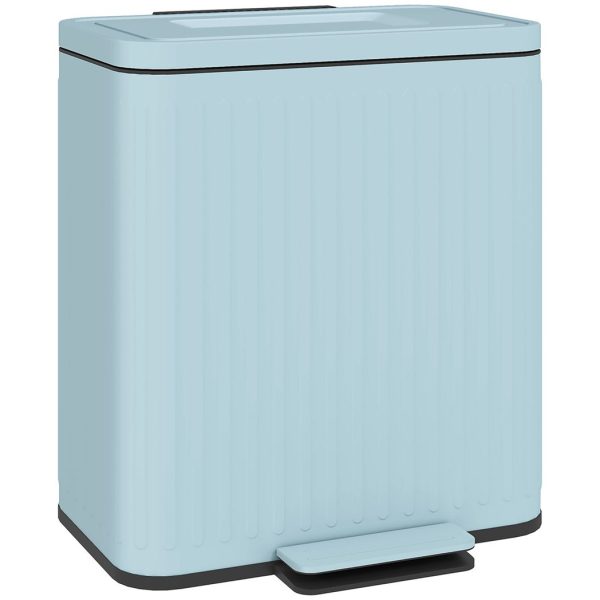HOMCOM 2 x 20L Double Rubbish Bin, Pedal Bin with Soft-Close Lid, Light Green