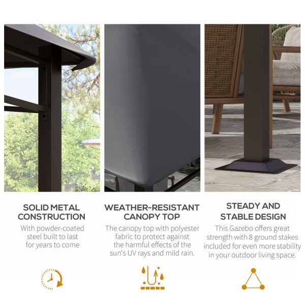 Outsunny 3x3(m) Outdoor Patio Gazebo Pavilion Canopy Tent Steel Frame Grey - Image 4