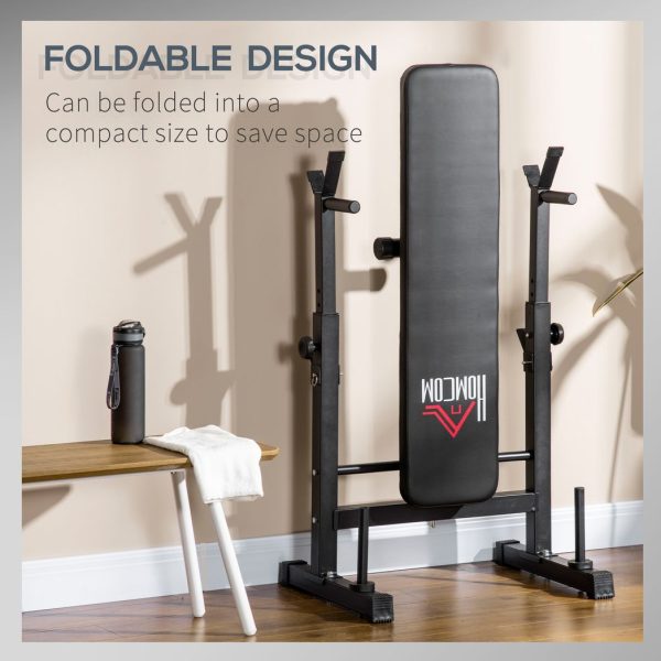 HOMCOM Adjustable Weight Bench with Barbell Rack and Dip Station, Black - Image 6