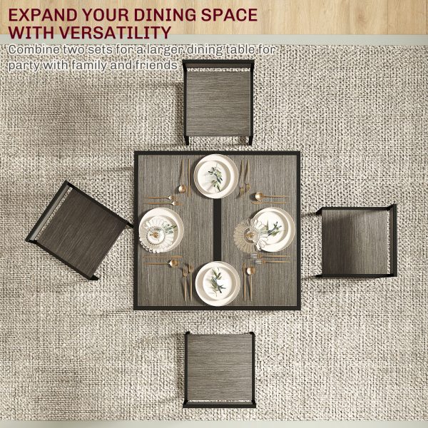 HOMCOM 3 Piece Dining Table Set with Metal Frame Grey Wood-Effect - Image 7