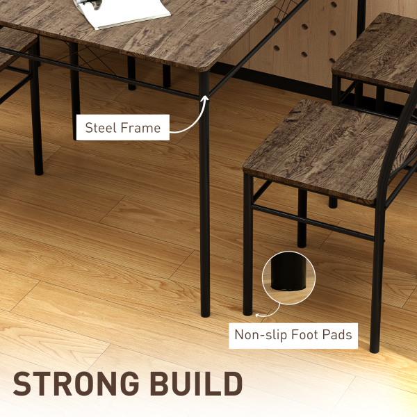 HOMCOM 5 Piece Dining Table and Chairs Set, Space Saving, Oak - Image 7