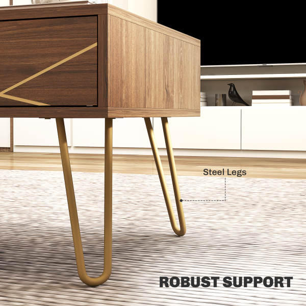 HOMCOM Coffee Table with Drawers, Living Room Table with Steel Base - Image 7