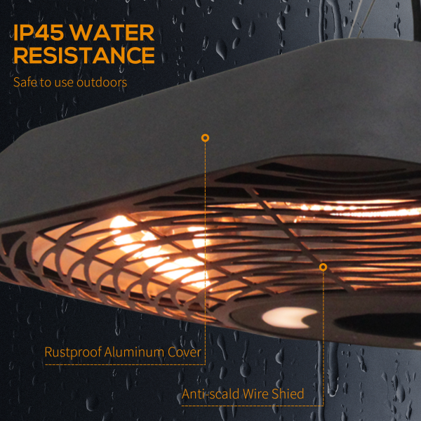 Outsunny 2000W Patio Electric Hanging Ceiling Heater Halogen Remote Aluminium - Image 7