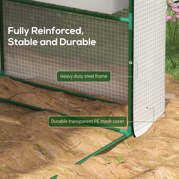 Outsunny Walk-in Garden Greenhouse Shelves Polytunnel Steeple Grow House - Image 7