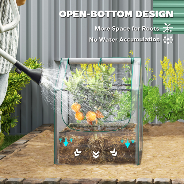 Outsunny Raised Garden Bed Planter Box with Greenhouse, Clear and Green - Image 7