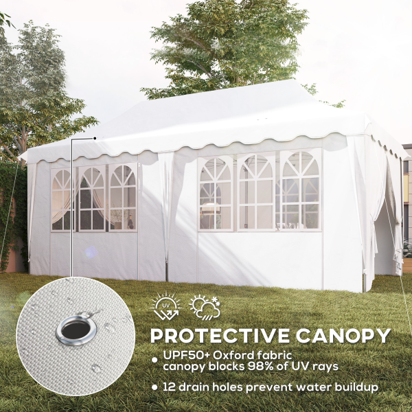 Outsunny 3 x 6m Pop Up Gazebo with Sides and Carry Bag, UPF50+, White - Image 7