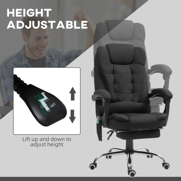 Vinsetto Ergonomic Heated 6 Points Vibration Massage Office Chair Black - Image 7