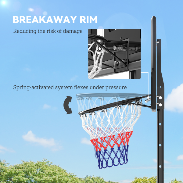 SPORTNOW 2.3-3.05m Basketball Hoop and Stand with Weighted Base and Wheels - Image 7