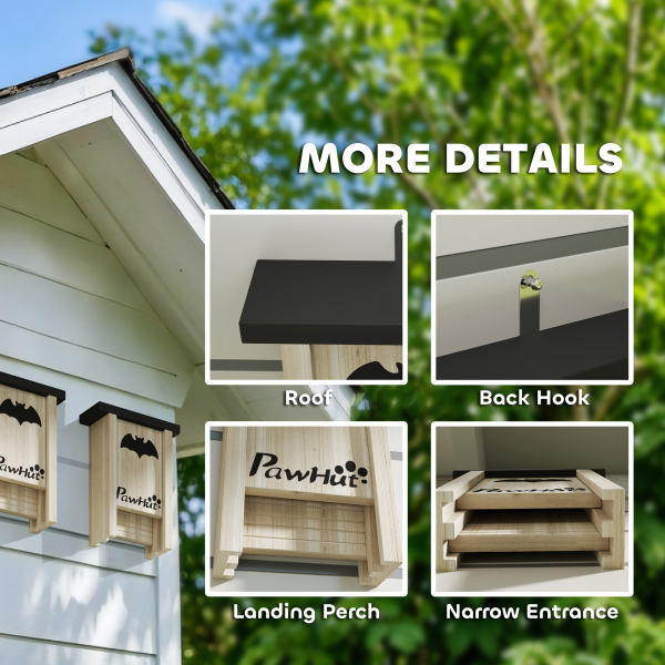 PawHut 3PCs Bat Boxes Designed to Attract Bats, 18 x 6 x 22.5 cm - Image 7