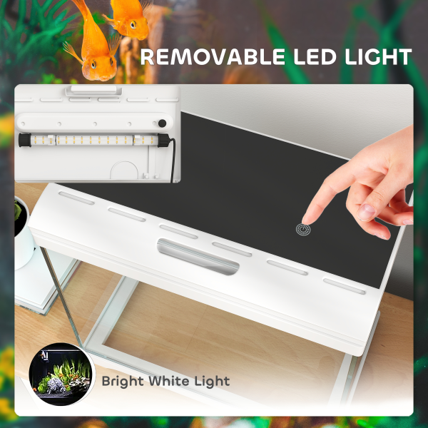 PawHut 27L Glass Fish Tank with Filter System, LED Light, Water Pump, White - Image 7