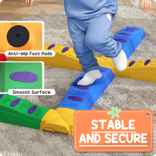 AIYAPLAY 12PCs Kids Balance Beam Stepping Stones with Non-Slip Foot Pads - Image 6