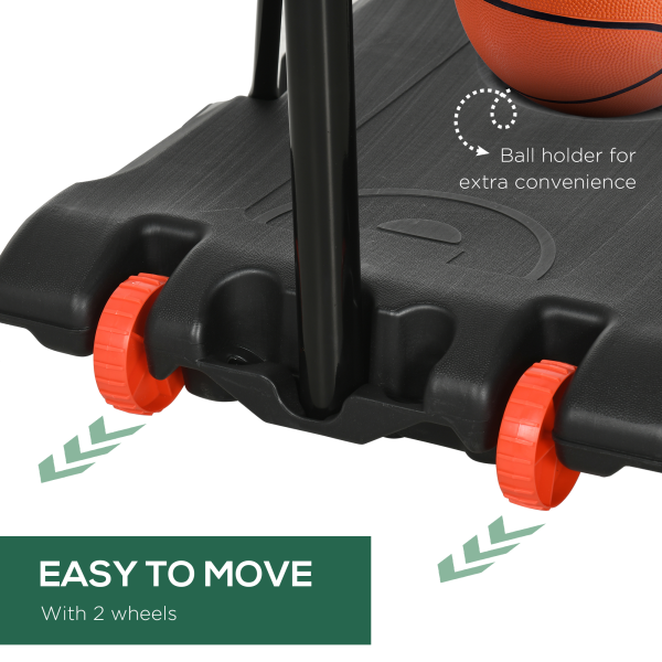 SPORTNOW Adjustable Basketball Hoop and Stand w/ Wheels, 1.8-2.1m, Yellow - Image 6