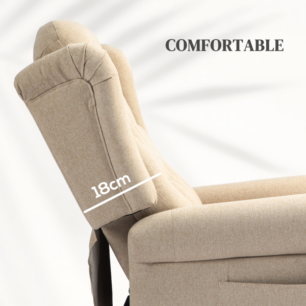 HOMCOM Power Lift Recliner Armchair with Wingback, Button Tufted, Beige - Image 7