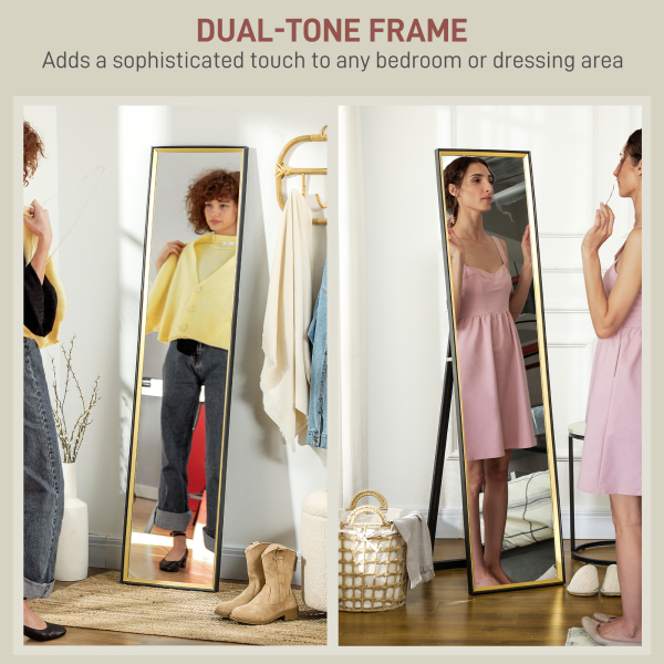 HOMCOM Full Length Mirror Wall Mount Leaning Standing Mirror, Black - Image 6