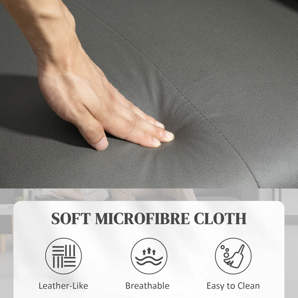 HOMCOM Recliner Armchair with Spring Cushion Adjustable Leg Rest Light Grey - Image 6