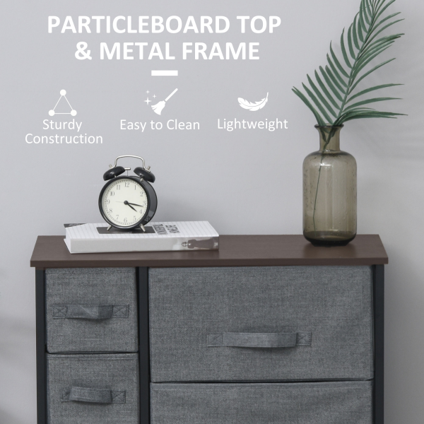HOMCOM Chest of Drawers with 7 Dresser Drawers for Home Bedroom, Dark Grey - Image 6