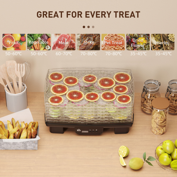HOMCOM 6 Tray Food Dehydrator, Food Dryer Machine for Fruit Meat Vegetable - Image 7