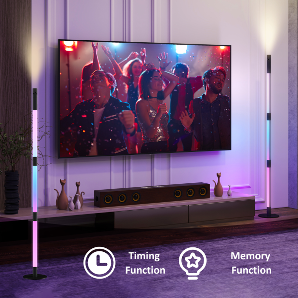 HOMCOM LED Floor Lamp, Corner Floor Lamp App & Remote Control Dark Grey - Image 7