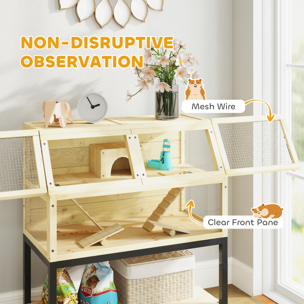 PawHut Wooden Hamster Cage with Storage Shelf - Image 7