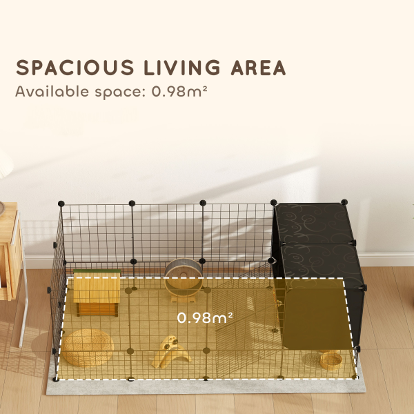 PawHut DIY Small Animal Cage w/ Elevated Huts for Guinea Pigs, Rabbits - Image 7