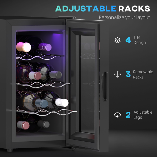 HOMCOM Freestanding Wine Cooler Fridge with 8 Bottle, 21 Litre Capacity - Image 7