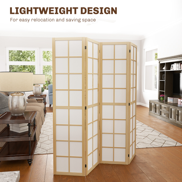 HOMCOM Indoor Room Partition, 4 Panel Folding Room Divider, 160 x 170cm - Image 7