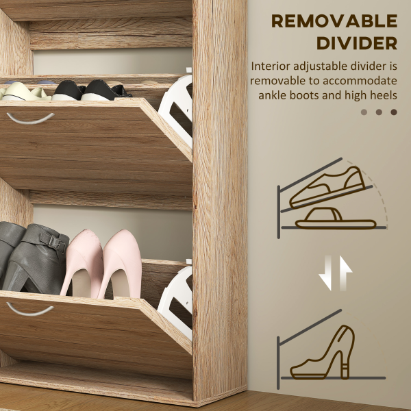 HOMCOM Slim Shoe Storage Cabinet with 3 Flip Drawers for 12 Pair of Shoes - Image 7