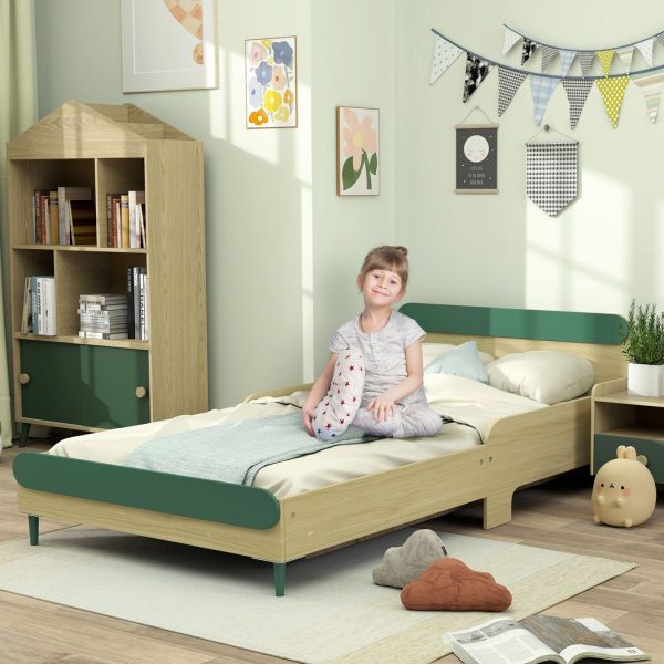 AIYAPLAY Toddler Bed, Kids Bed w/ Safety Rail, 195 x 103 x 60.5cm, Green - Image 2