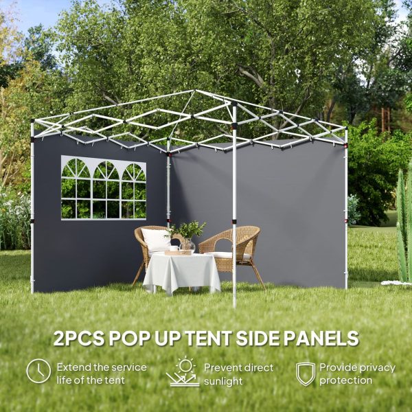 Outsunny Gazebo Replacement Exchangeable Wall Panels w/ Window, Dark Grey - Image 3