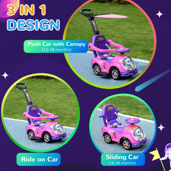 AIYAPLAY 3 in 1 Ride on Push Car, Cartoon Robot Foot to Floor Slider - Image 3