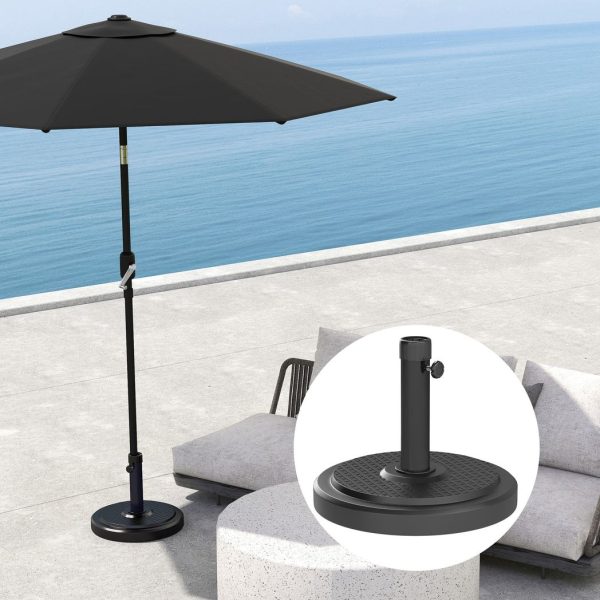 Outsunny 22kg Garden Parasol Base, Round HDPE Sun Umbrella Base, Black - Image 8