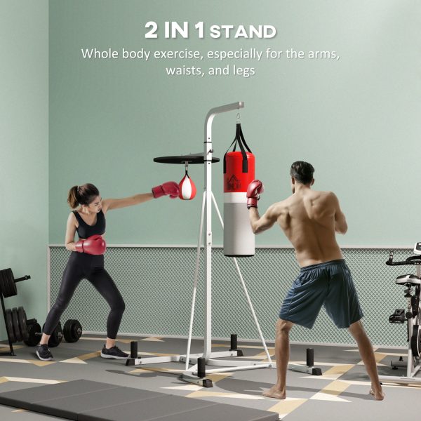 HOMCOM Punchbag & Speedball Boxing Station Frame Freestanding, White - Image 3