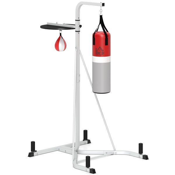 HOMCOM Punchbag & Speedball Boxing Station Frame Freestanding, White