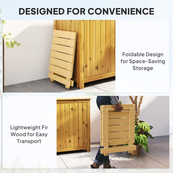 Outsunny Wooden Folding Garden Table, Folding Side Table, Nature Wood Finish - Image 4