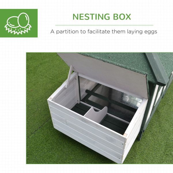 PawHut Chicken Coop Hen Poultry House w/ Nesting Box Outdoor Run Patio Wooden - Image 7