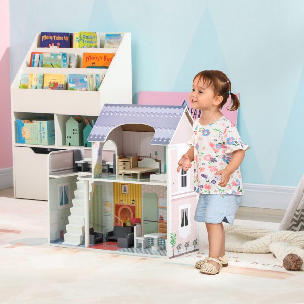 AIYAPLAY Dolls House with 13 Pieces Furniture & Accessories - Image 2