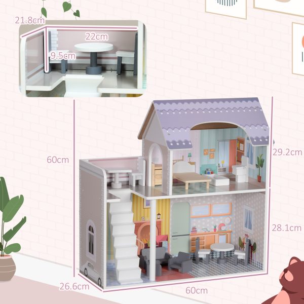 AIYAPLAY Dolls House with 13 Pieces Furniture & Accessories - Image 5