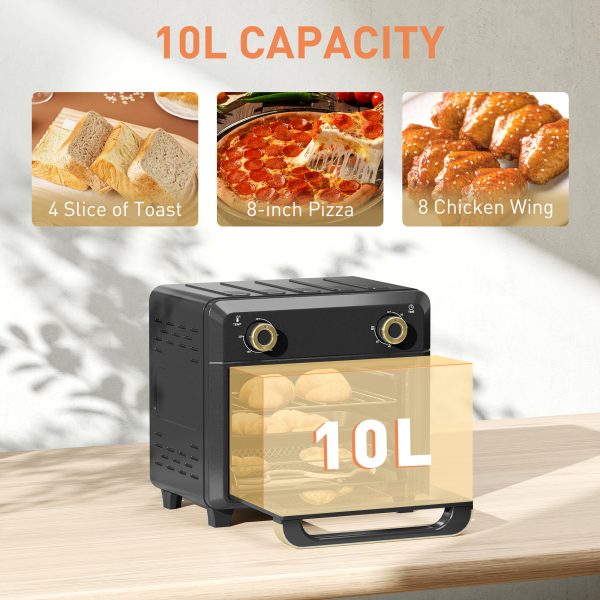 HOMCOM 10L Air Fryer Oven, Electric Oven, Grill, Roast, Bake, 1000W - Image 3