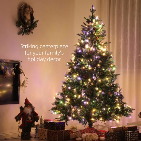 HOMCOM 6 Ft Artificial LED Christmas Tree with Metal Base, Hinged Branches - Image 3