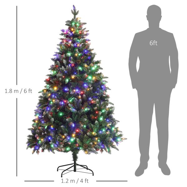 HOMCOM 6 Ft Artificial LED Christmas Tree with Metal Base, Hinged Branches - Image 5